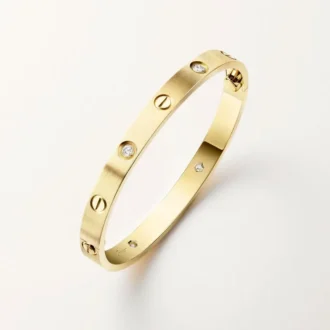 Love-armbånd, klassisk model, børstet, 4 diamanter