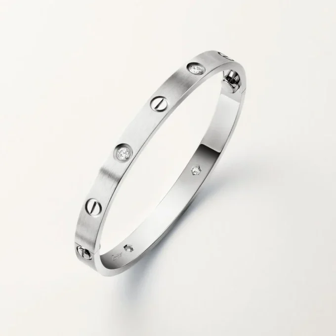 Love-armbånd, klassisk model, børstet, 4 diamanter Love-armbånd, klassisk model, børstet, 4 diamanter
