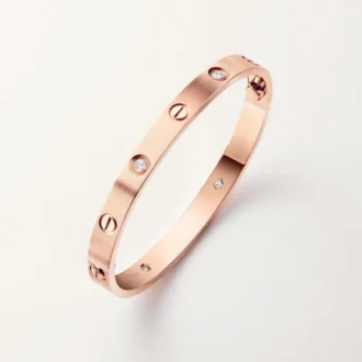 Love-armbånd, klassisk model, børstet, 4 diamanter