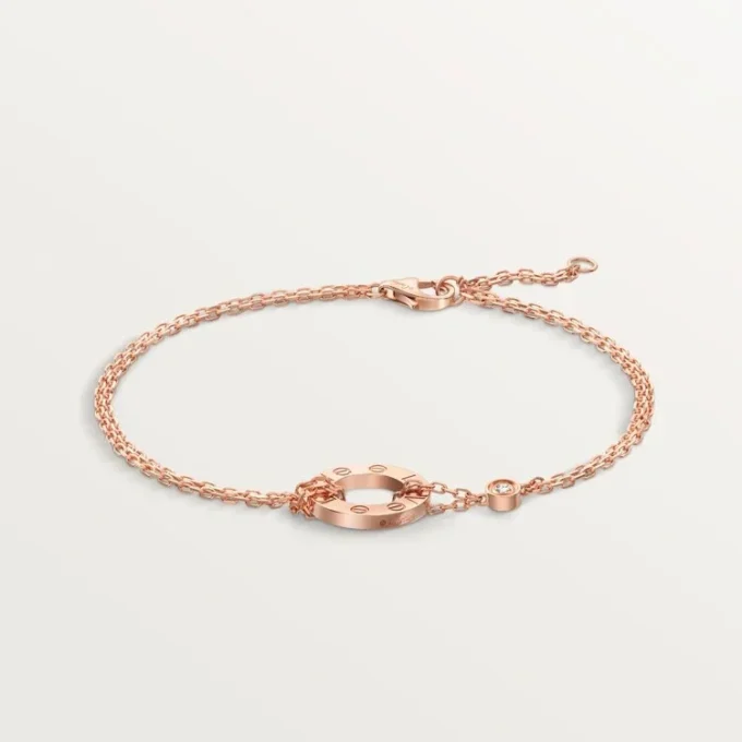 Love-armbånd, på kæde, 2 diamanter Love-armbånd, på kæde, 2 diamanter