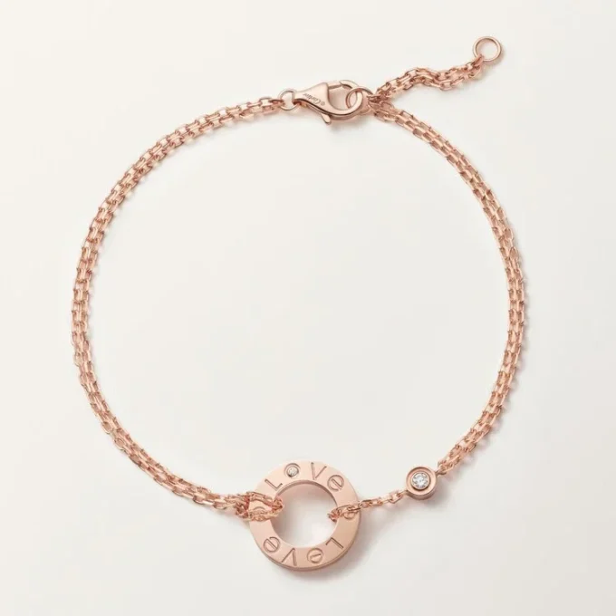 Love-armbånd, på kæde, 2 diamanter Love-armbånd, på kæde, 2 diamanter
