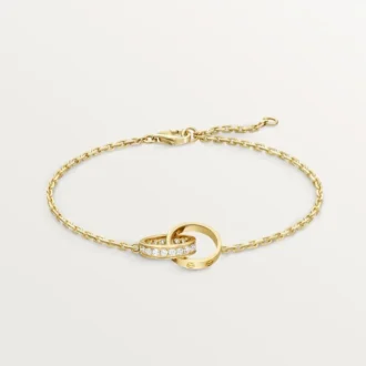 Love-armbånd, på kæde, halvt pavé
