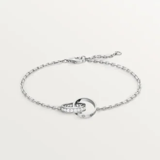 Love-armbånd, på kæde, halvt pavé