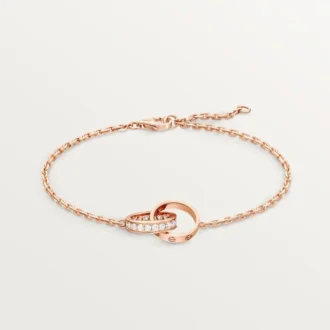 Love-armbånd, på kæde, halvt pavé