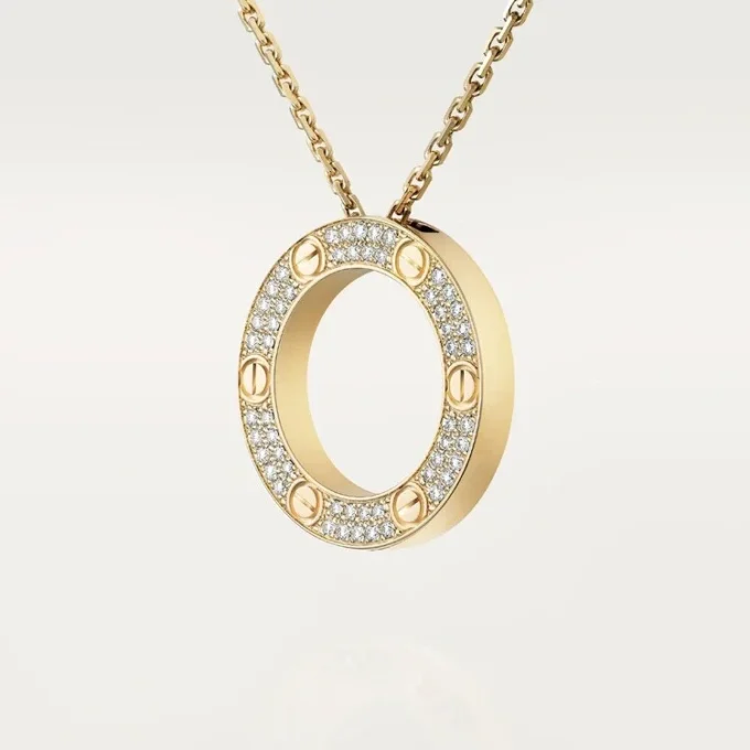 Love halskæde, diamantbelagt – gult guld, diamanter – Cartier Love halskæde, diamantbelagt – gult guld, diamanter – Cartier