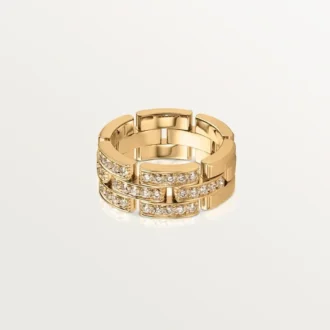 Maillon Panthere-ring, 3 rækker med halv diamantbelægning – gult guld, diamanter – Cartier Maillon Panthere-ring, 3 rækker med halv diamantbelægning – gult guld, diamanter – Cartier