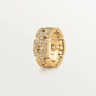 Maillon Panthere-ring, 3 rækker med halv diamantbelægning – gult guld, diamanter – Cartier Maillon Panthere-ring, 3 rækker med halv diamantbelægning – gult guld, diamanter – Cartier