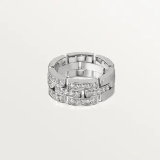 Maillon Panthere-ring, 3 rækker med halve diamanter – hvidguld, diamanter – Cartier Maillon Panthere-ring, 3 rækker med halve diamanter – hvidguld, diamanter – Cartier