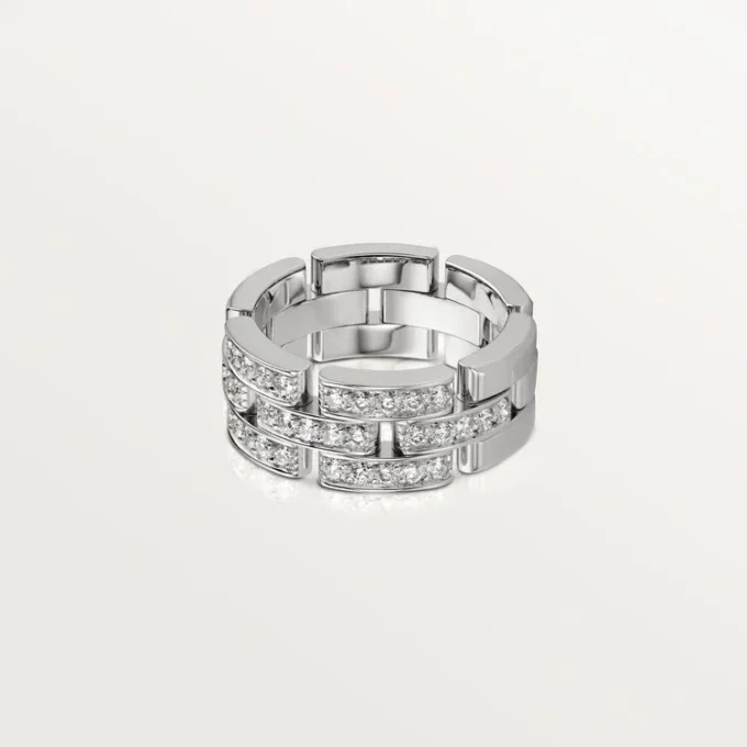Maillon Panthere-ring, 3 rækker med halve diamanter – hvidguld, diamanter – Cartier Maillon Panthere-ring, 3 rækker med halve diamanter – hvidguld, diamanter – Cartier