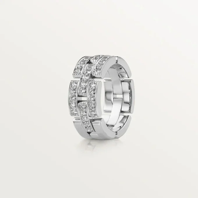 Maillon Panthere-ring, 3 rækker med halve diamanter – hvidguld, diamanter – Cartier Maillon Panthere-ring, 3 rækker med halve diamanter – hvidguld, diamanter – Cartier