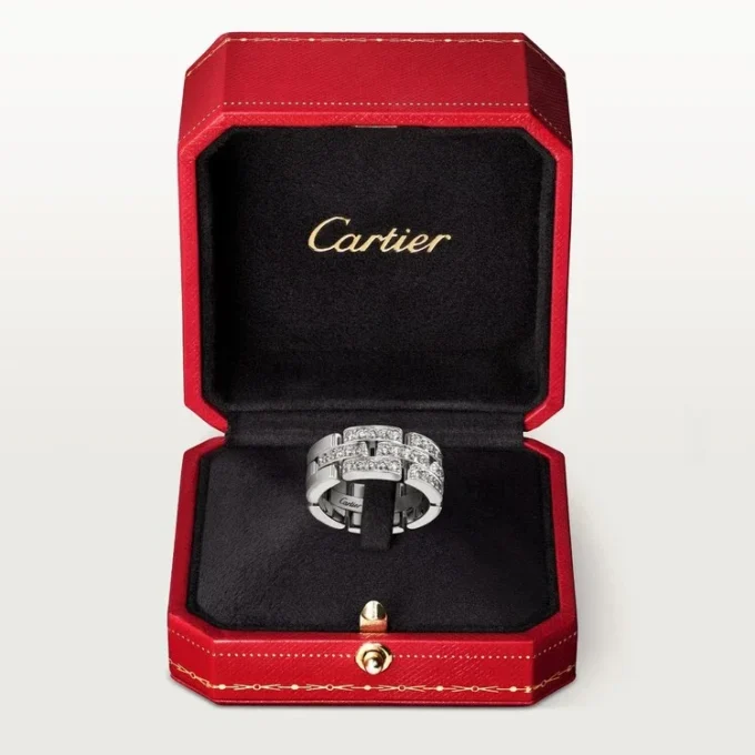 Maillon Panthere-ring, 3 rækker med halve diamanter – hvidguld, diamanter – Cartier Maillon Panthere-ring, 3 rækker med halve diamanter – hvidguld, diamanter – Cartier