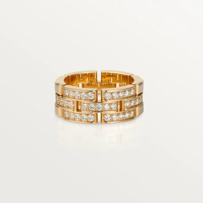 Maillon Panthere-ring, 3 rækker med halve diamanter – rosa guld, diamanter – Cartier Maillon Panthere-ring, 3 rækker med halve diamanter – rosa guld, diamanter – Cartier