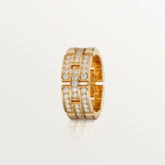 Maillon Panthere-ring, 3 rækker med halve diamanter – rosa guld, diamanter – Cartier Maillon Panthere-ring, 3 rækker med halve diamanter – rosa guld, diamanter – Cartier