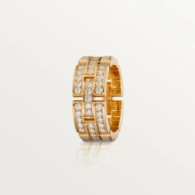 Maillon Panthere-ring, 3 rækker med halve diamanter – rosa guld, diamanter – Cartier Maillon Panthere-ring, 3 rækker med halve diamanter – rosa guld, diamanter – Cartier
