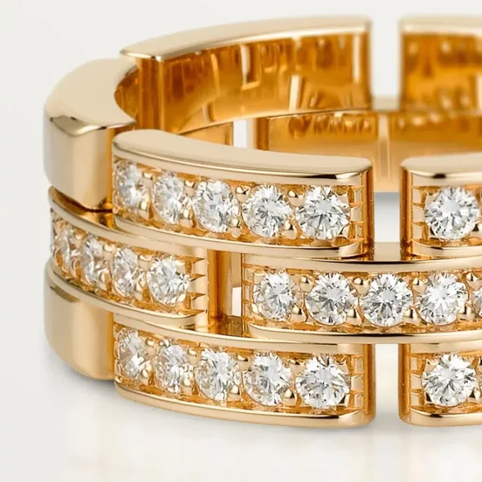 Maillon Panthere-ring, 3 rækker med halve diamanter – rosa guld, diamanter – Cartier Maillon Panthere-ring, 3 rækker med halve diamanter – rosa guld, diamanter – Cartier