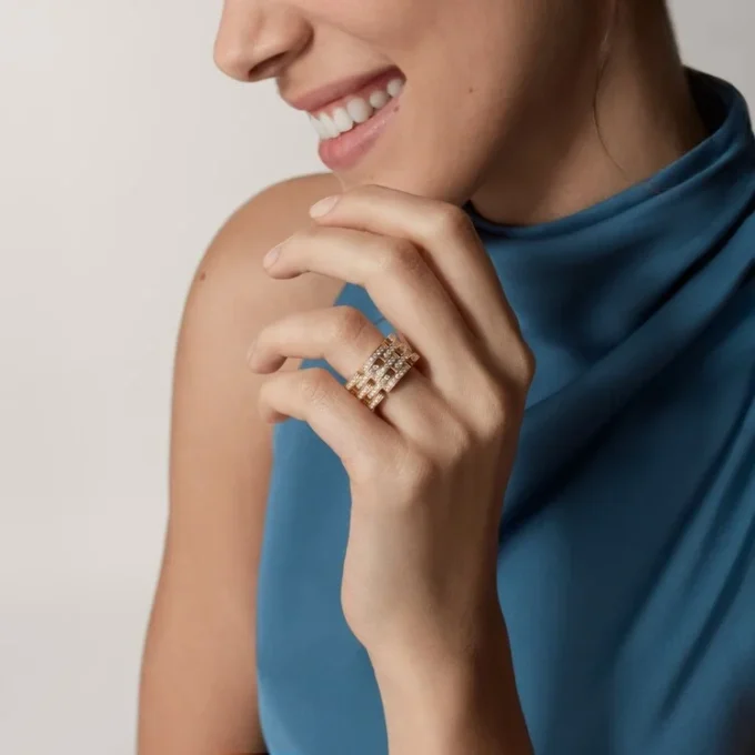 Maillon Panthere-ring, fem rækker, pavé Maillon Panthere-ring, fem rækker, pavé