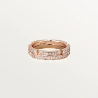 Maillon Panthere tynd vielsesring, 2 halve rækker med diamantbelægning – rosa guld, diamanter – Cartier