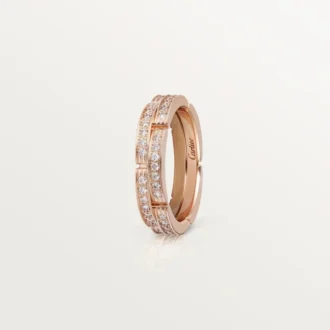 Maillon Panthere tynd vielsesring, 2 halve rækker med diamantbelægning – rosa guld, diamanter – Cartier