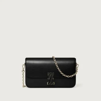 Mini-kædetaske, Double C De Cartier – sort kalveskind, guld og sort emaljefinish – Cartier