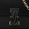Mini-kædetaske, Double C De Cartier – sort kalveskind, guld og sort emaljefinish – Cartier Mini-kædetaske, Double C De Cartier – sort kalveskind, guld og sort emaljefinish – Cartier