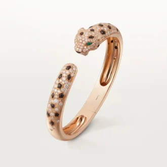 Panthere De Cartier armbånd, mellemstor model, halvt pavé