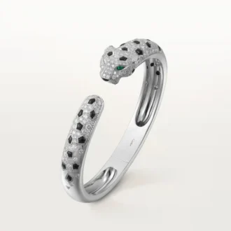 Panthere De Cartier armbånd, mellemstor model, halvt pavé