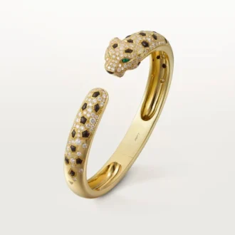 Panthere De Cartier armbånd, mellemstor model, halvt pavé