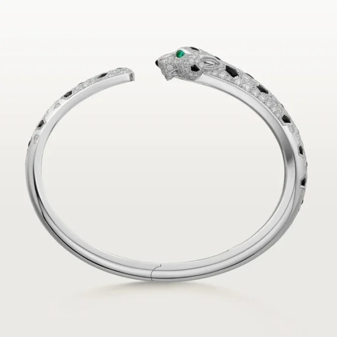 Panthere De Cartier armbånd, mellemstor model, halvt pavé Panthere De Cartier armbånd, mellemstor model, halvt pavé