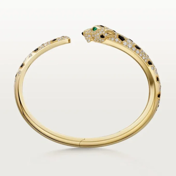Panthere De Cartier armbånd, mellemstor model, halvt pavé Panthere De Cartier armbånd, mellemstor model, halvt pavé