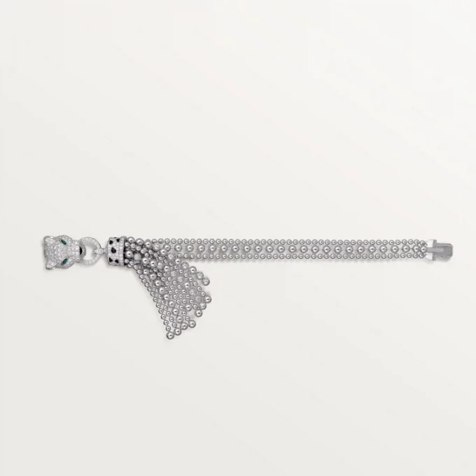 Panthere De Cartier-armbånd, på kæde, halvt pavé Panthere De Cartier-armbånd, på kæde, halvt pavé