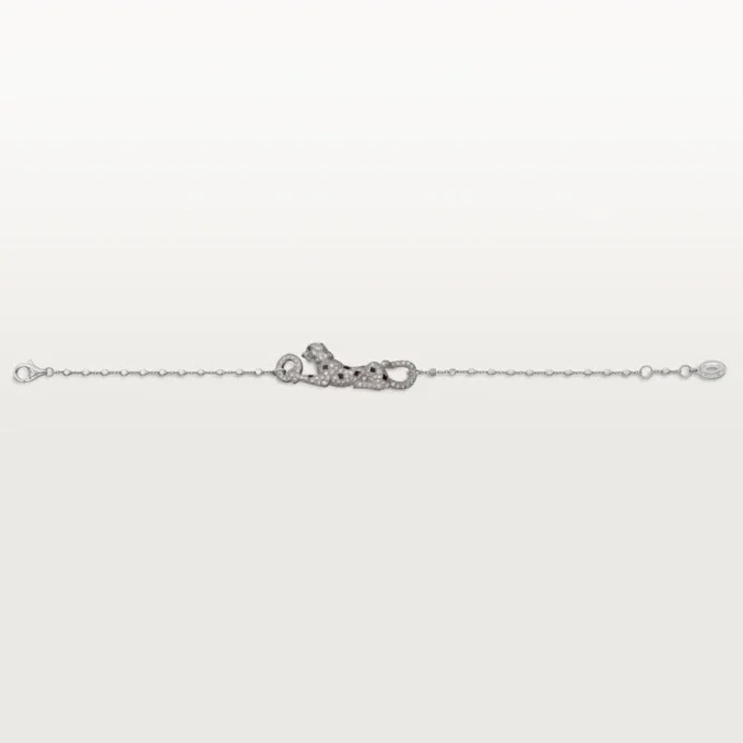 Panthere De Cartier-armbånd, på kæde, halvt pavé Panthere De Cartier-armbånd, på kæde, halvt pavé
