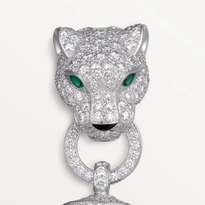Panthere De Cartier-armbånd, på kæde, halvt pavé Panthere De Cartier-armbånd, på kæde, halvt pavé
