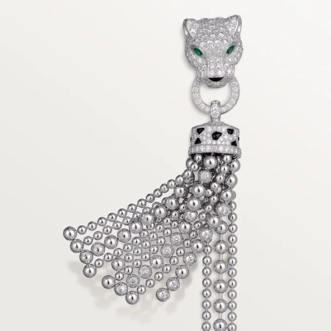 Panthere De Cartier-armbånd, på kæde, halvt pavé Panthere De Cartier-armbånd, på kæde, halvt pavé