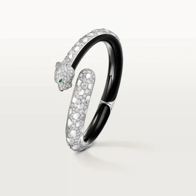 Panthere De Cartier armbånd, sort lak, pavé Panthere De Cartier armbånd, sort lak, pavé