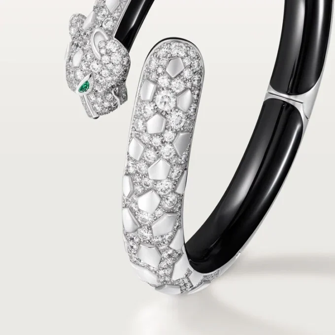 Panthere De Cartier armbånd, sort lak, pavé Panthere De Cartier armbånd, sort lak, pavé