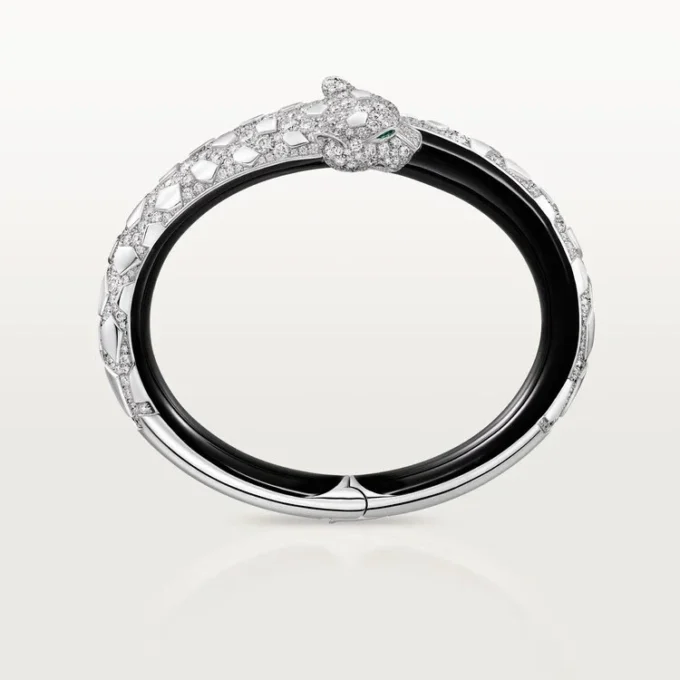 Panthere De Cartier armbånd, sort lak, pavé Panthere De Cartier armbånd, sort lak, pavé