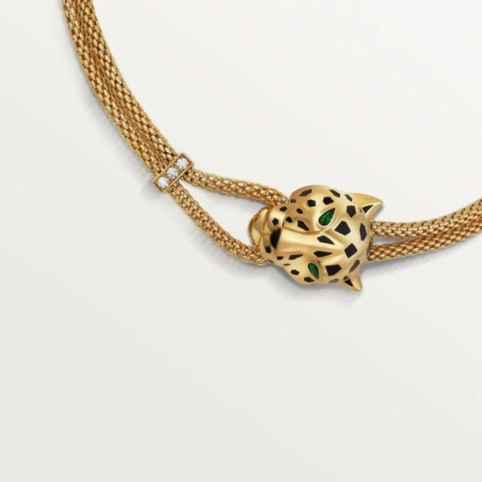 Panthere De Cartier halskæde – Gult guld, lak, diamanter, tsavoritgranat, onyx – Cartier Panthere De Cartier halskæde – Gult guld, lak, diamanter, tsavoritgranat, onyx – Cartier