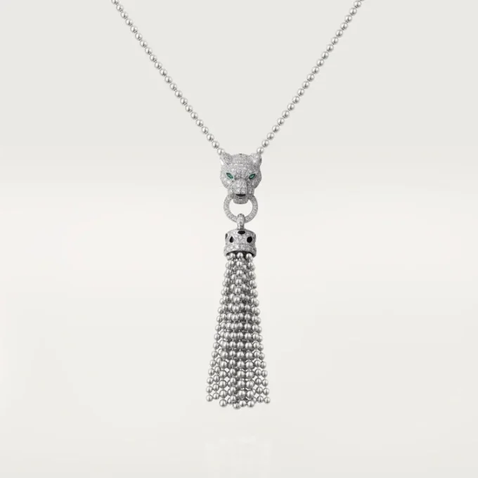 Panthere De Cartier halskæde – hvidguld, sort lak, smaragder, onyx, diamanter – Cartier Panthere De Cartier halskæde – hvidguld, sort lak, smaragder, onyx, diamanter – Cartier