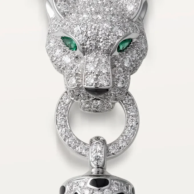 Panthere De Cartier halskæde – hvidguld, sort lak, smaragder, onyx, diamanter – Cartier Panthere De Cartier halskæde – hvidguld, sort lak, smaragder, onyx, diamanter – Cartier