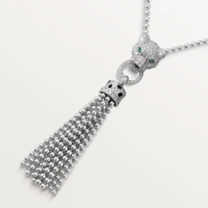 Panthere De Cartier halskæde – hvidguld, sort lak, smaragder, onyx, diamanter – Cartier Panthere De Cartier halskæde – hvidguld, sort lak, smaragder, onyx, diamanter – Cartier
