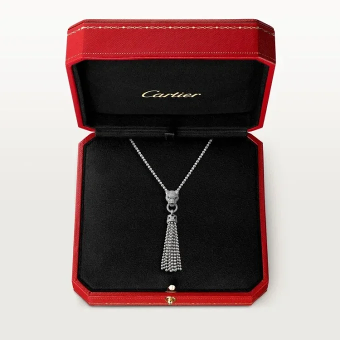 Panthere De Cartier halskæde – hvidguld, sort lak, smaragder, onyx, diamanter – Cartier Panthere De Cartier halskæde – hvidguld, sort lak, smaragder, onyx, diamanter – Cartier