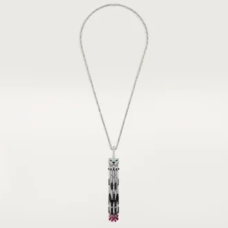 Panthere De Cartier lang halskæde, rubin, multi-wear, stor model, pavé