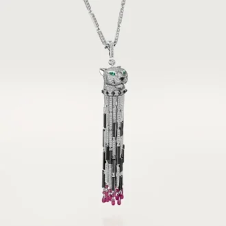 Panthere De Cartier lang halskæde, rubin, multi-wear, stor model, pavé