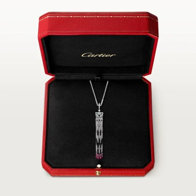 Panthere De Cartier lang halskæde, rubin, multi-wear, stor model, pavé Panthere De Cartier lang halskæde, rubin, multi-wear, stor model, pavé