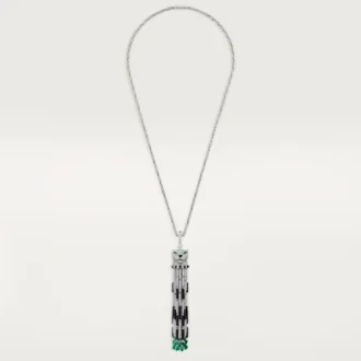 Panthere De Cartier lang halskæde, smaragd, multi-wear, stor model, pavé