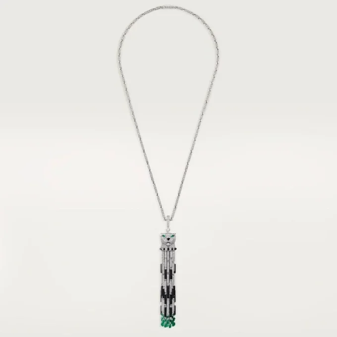 Panthere De Cartier lang halskæde, smaragd, multi-wear, stor model, pavé Panthere De Cartier lang halskæde, smaragd, multi-wear, stor model, pavé