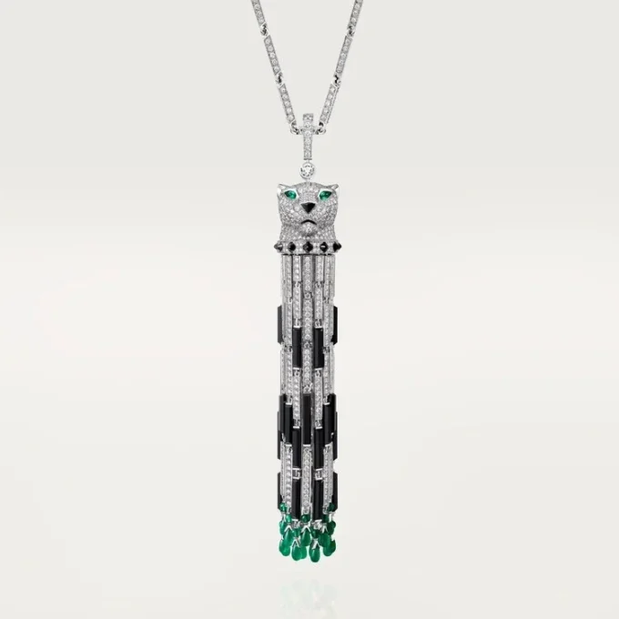 Panthere De Cartier lang halskæde, smaragd, multi-wear, stor model, pavé Panthere De Cartier lang halskæde, smaragd, multi-wear, stor model, pavé
