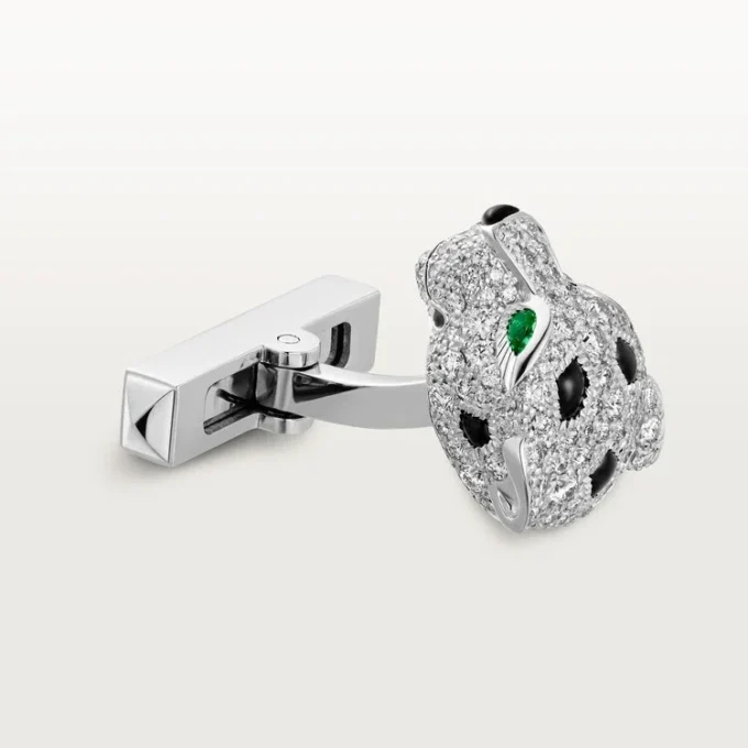 Panthere De Cartier manchetknapper – rhodineret hvidguld, diamanter, smaragder, onyx – Cartier Panthere De Cartier manchetknapper – rhodineret hvidguld, diamanter, smaragder, onyx – Cartier