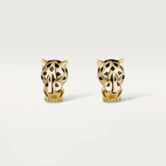 Panthere De Cartier øreringe – gult guld, lak, diamanter, tsavorit-granater, onyx – Cartier Panthere De Cartier øreringe – gult guld, lak, diamanter, tsavorit-granater, onyx – Cartier
