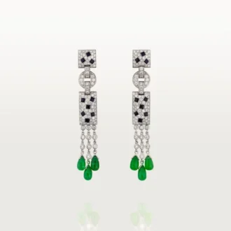 Panthere De Cartier øreringe – hvidguld, smaragder, onyx, diamanter – Cartier